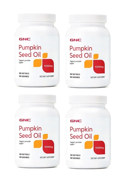 GNC Pumpkin Seed Oil 1000 mg 健安喜南瓜籽油膠囊食品  100顆 (一組4瓶)